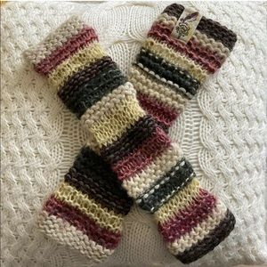 Diesel Knit Fingerless Striped Gloves